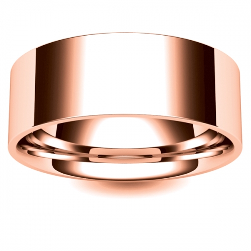 Flat Court Very Heavy - 8mm (FCH8-R) Rose Gold Wedding Ring